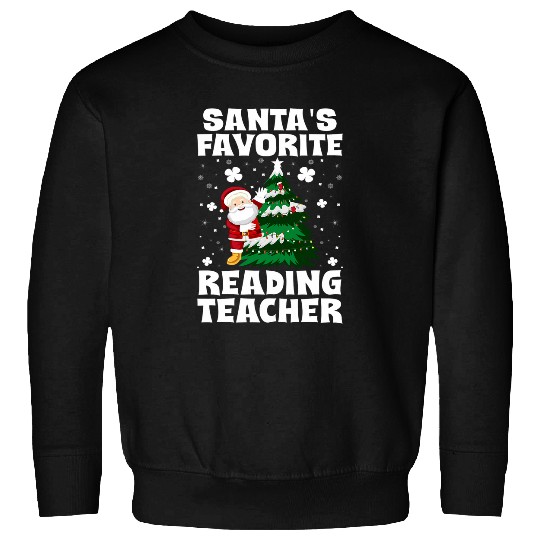 Book Fun Santas Favorite Reading Teacher xmass School Staff Lover Sweatshirts