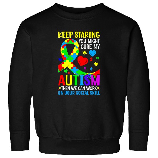 Autism Puzzle Keep Staring Autism Awareness Kids Autism Spectrum Disorder Sweatshirts