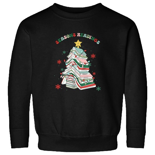 Book Fun Retro Seasons Readings Librarian Teacher Christmas Book xmass Sweatshirts