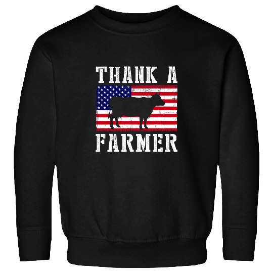 Cow Pet Thank A Farmer Patriotic Daisy Cow American Flag 4th of July 268 Sweatshirts