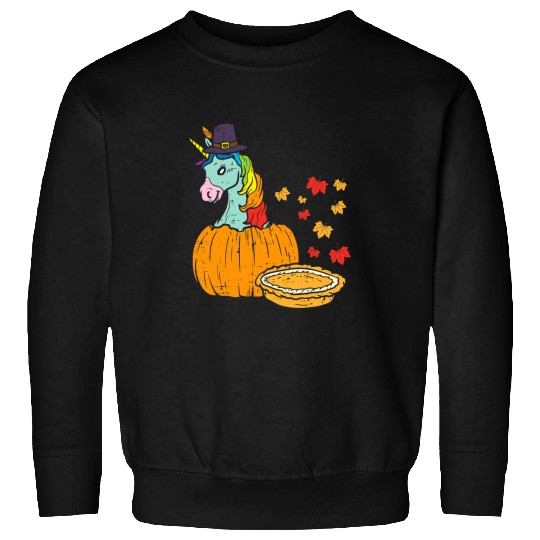 Unicorn Pet vintages Rainbow Pumpkin Cakes Fall Maple Leaves Sweatshirts