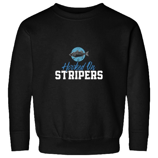 Fishing Fun Funny Striped Bass Fishing Hooked On Stripers Striper Hunter Sweatshirts