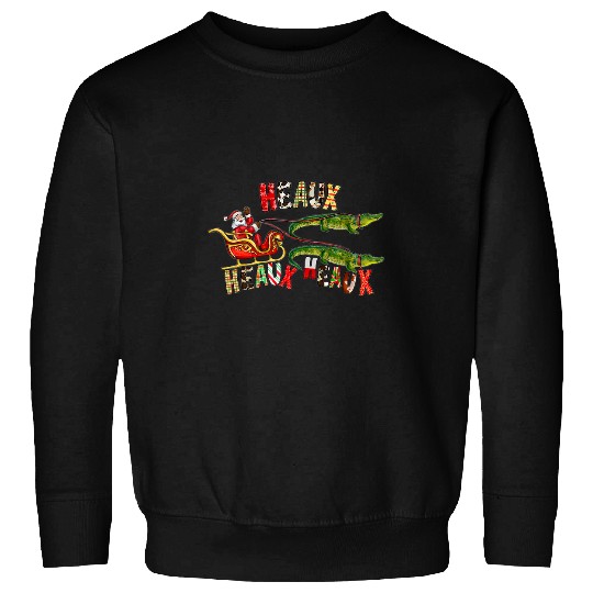 Alligator Pet Santa Alligator Heaux Heaux Heaux Louisiana Cajun Christmas 1 Sweatshirts
