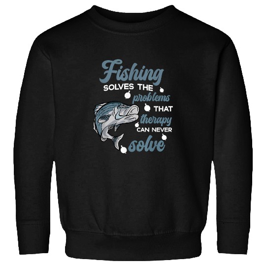 Fishing Fun Solves The Problems Funny Striped Bass Fish for Men Sweatshirts