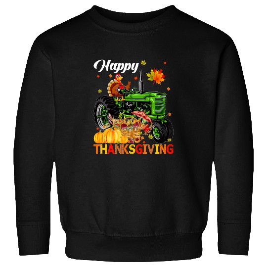 Tractor Fun driving Funny Turkey Riding Tractor Famers Fall Vibes Thanksgiving Sweatshirts