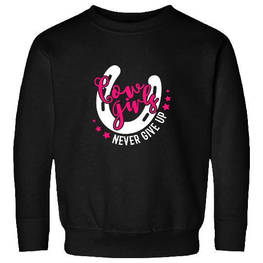 Horse Pet Cute Cowgirl Lucky Horseshoe Horse Lover Girls Western Sweatshirts