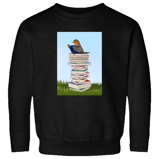 Book Fun Robin with Books Bird Birdlover Birdwatcher Animal Songbird Sweatshirts