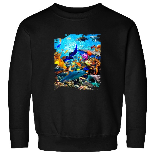 Dolphin Pet Ocean Dolphin Shark Turtle Coral Sea Fish Orca Whale Reef Sweatshirts