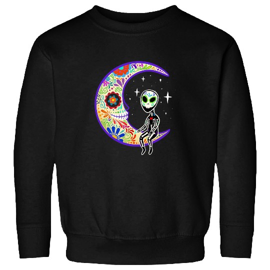 Aliens UFO Dia de Los Muertos Skeletons Sugar Sweatshirts