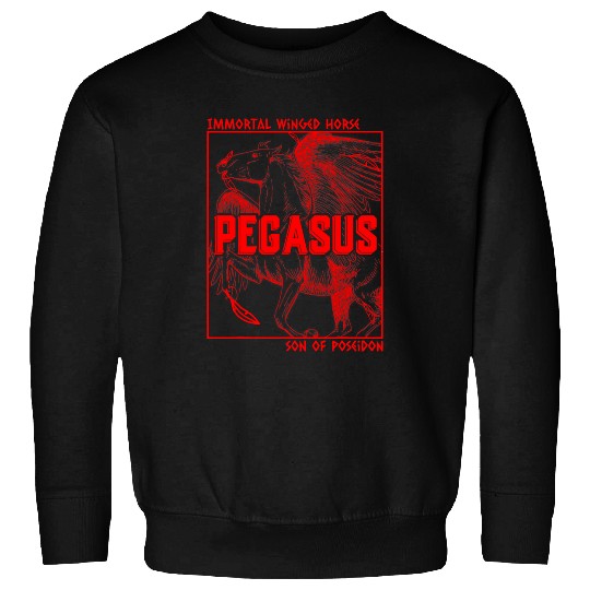 Horse Pet Pegasus Horse Ancient Greek God Mythology Black Red Designer Sweatshirts
