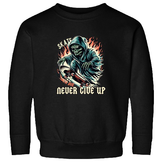 Aliens UFO Skate Or Die Creepy Alien Mars Cool Street Wear Tattoo Style Sweatshirts