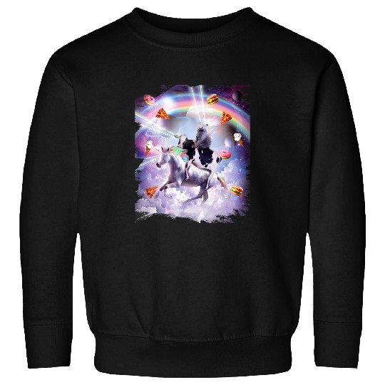 Unicorn Pet Laser Eyes Space Cat On Cow Unicorn Rainbow 1 Sweatshirts