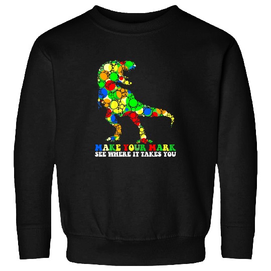Dinosaur Pet Dot Day T rexs Dinosaur Make your mark Polka Dot Kids Boys Sweatshirts