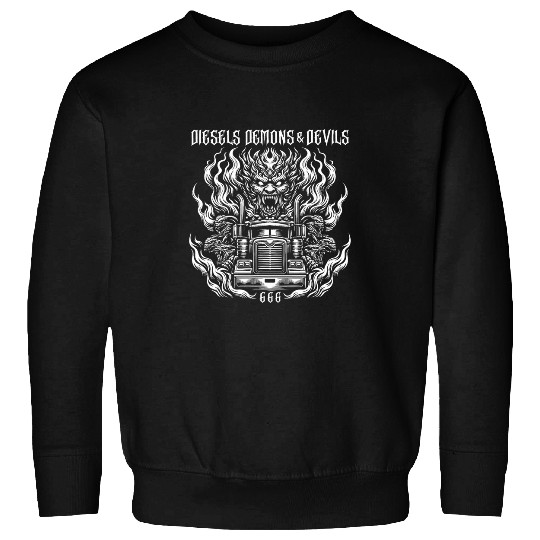 Truck Fun Diesel Truck Diesels Demons and Devils Big Rig Truck Driver 12 Sweatshirts