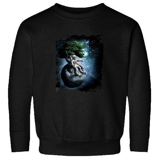 Astronaut Job Skeletons Astronaut Drinking Bourbon On Bonsai Tree Moon Sweatshirts