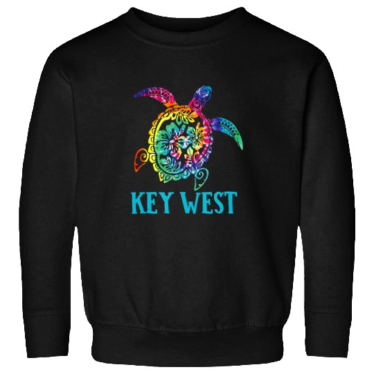 Turtle Pet Key West Florida Sea Turtle Hibiscus Tie Dye Summer Sweatshirts