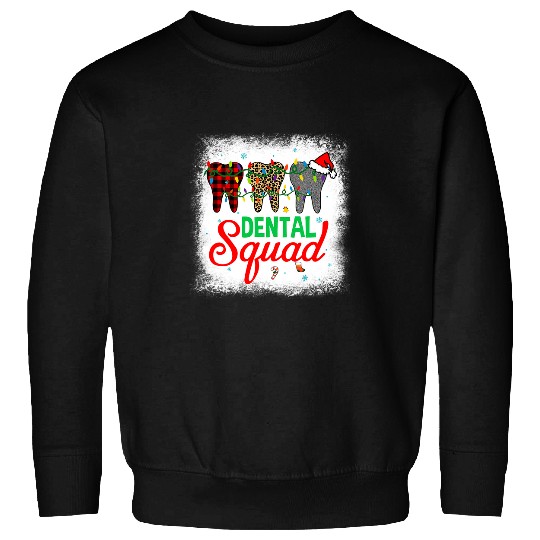dentists Job Hygienist Christmas Dental Squad Leopard Red Plaid 1 Sweatshirts