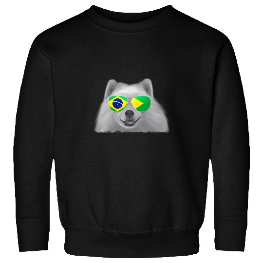 Samoyed Pet Dog Brazil Flag Sunglasses Sweatshirts