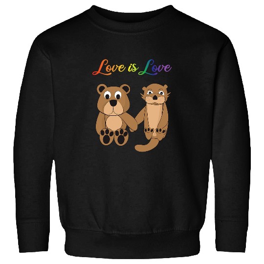 Otter Pet Love Is Love Bear Otter Rainbow LGBT Diversity Drawing Sweatshirts