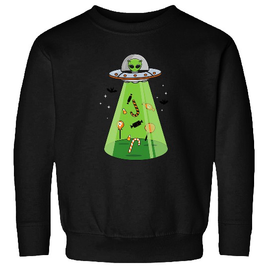 Aliens UFO Halloween Candy  Funny Alien Sweets Abduction Orange Sweatshirts