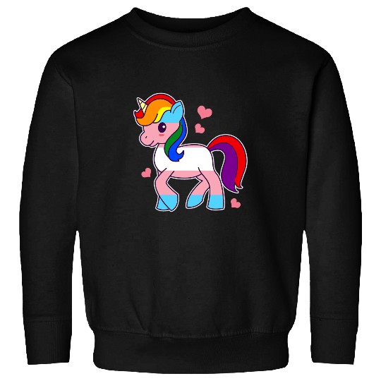 Unicorn Pet LGBTQ Trans Pride Unicorn Rainbow And Trans Flag Sweatshirts