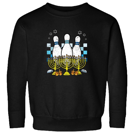 Sport Bowling Hanukkah Bowling Menorah Chanukah Dreidel Star Of David Sweatshirts