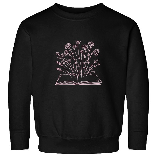 Book Fun Floral Flower Book Reading Bookworm Nerd Growing Literature Sweatshirts