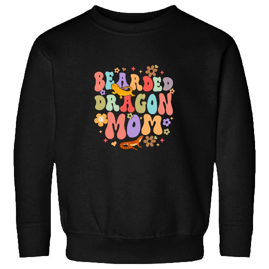 Bearded Dragon Pet Mom Reptile Mom Lizard Bearded Dragon Groovy Sweatshirts