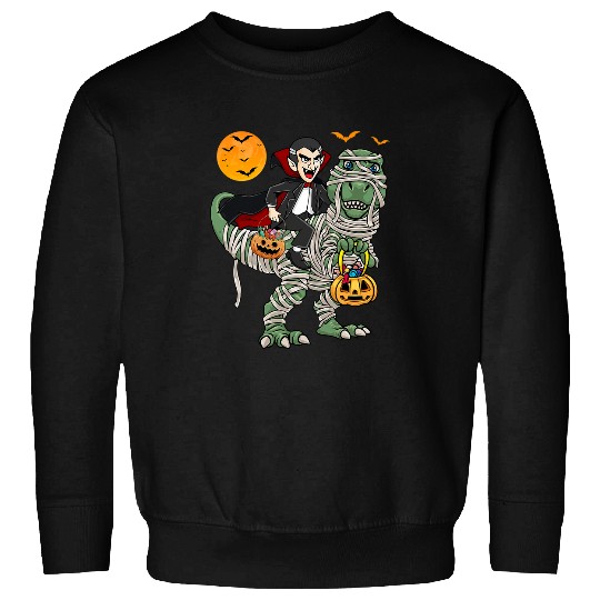 Dinosaur Pet Vampire Riding Mummy Dinosaur T rexs Halloween Costume Day Sweatshirts