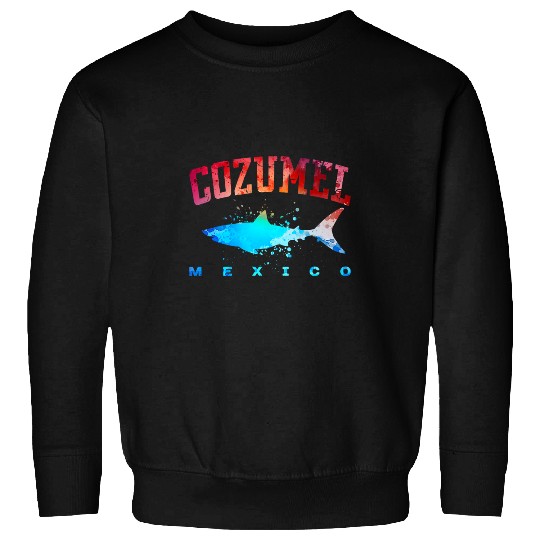 Shark Pet COZUMEL MEXICO Beach Vacation Great White Shark Art Vintage Sweatshirts