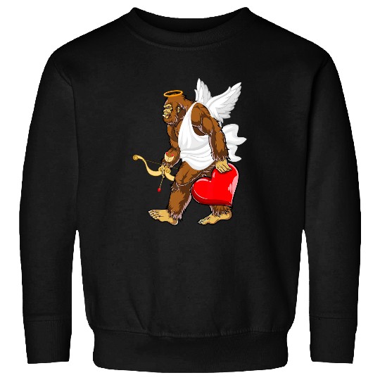 Bigfoot Pet Cupid Bigfoot Hearts Sasquatch Hunters Valentines Day Men Sweatshirts
