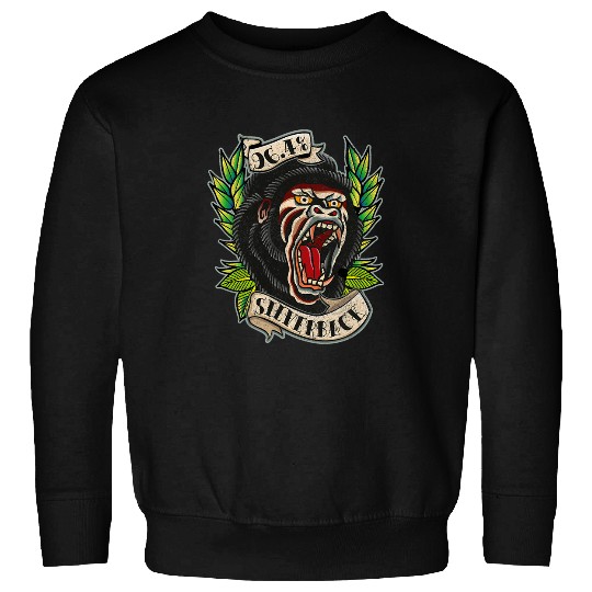 Gorilla Pet 964 Silverback Gorilla Traditional Tattoo style gym Sweatshirts