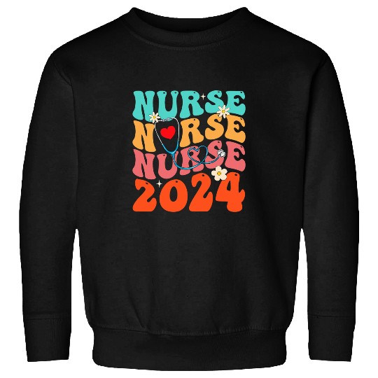 nurses Job Cute Groovy Stethoscope nurses Life Nursing nurses Week 0038 Sweatshirts