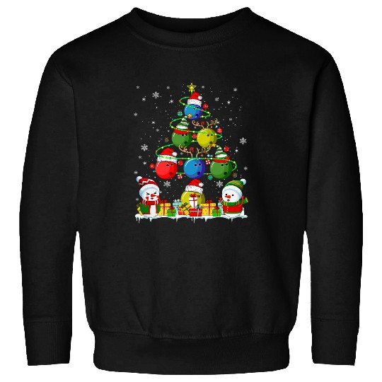Sport Bowling Group Santa Reindeer Elf Bowling Balls Snowmen As xmass Tree Sweatshirts
