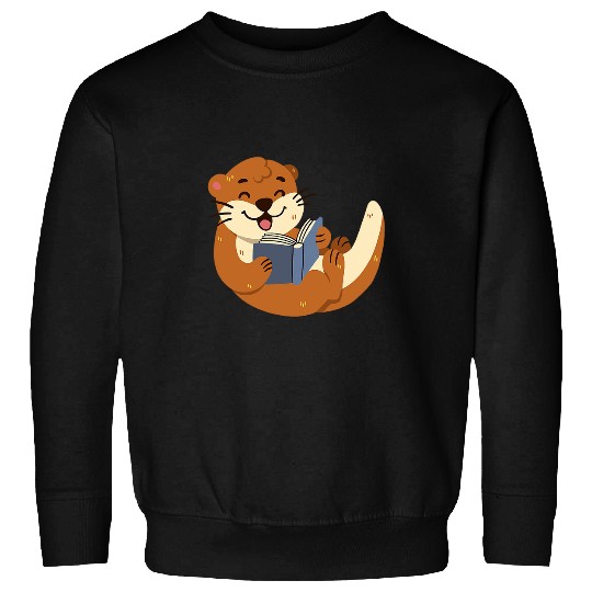 Otter Pet Otter Reading a Book Sweatshirts