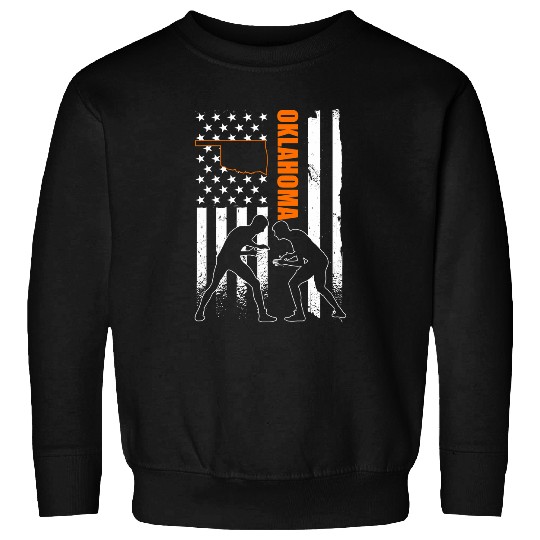 Sport Wrestling Oklahoma Wrestling Apparel American Flag Oklahoma Wrestler Sweatshirts