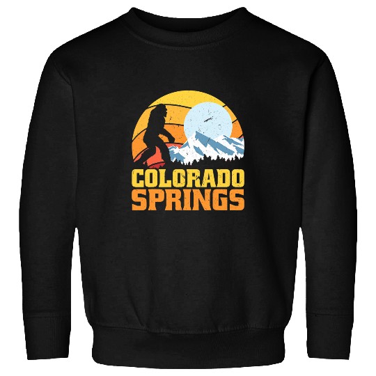 Bigfoot Pet Colorado Springs Bigfoot Sasquatch Mountains Retro Sweatshirts