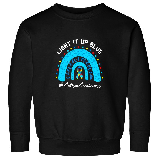 Autism Puzzle Light It Up Blue Autism  Autism Awareness Blue Rainbow Sweatshirts