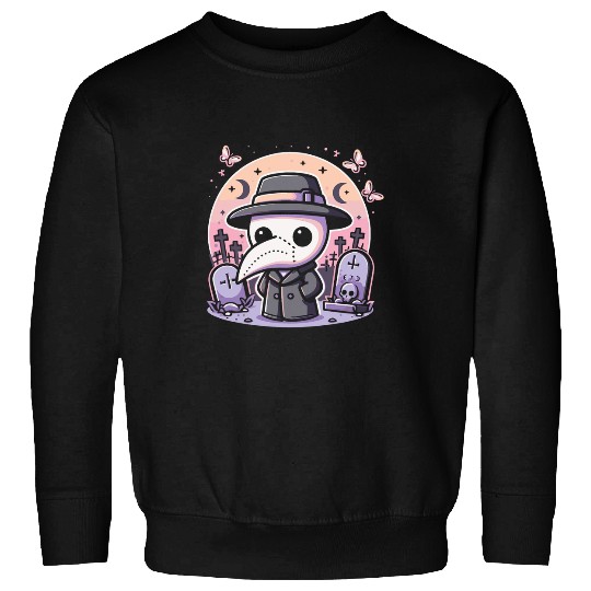 Pastel Goth Plague Doctor in Cemetery Anime Kawaii Gothic Sweatshirts