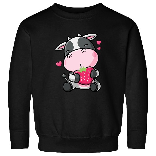 Cow Pet Cute strawberry cow hugging a strawberry Sweatshirts