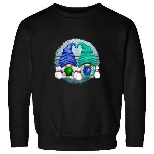 Sport Bowling Gnomes For Couples Bowling Graphic Retro Bowler Sweatshirts