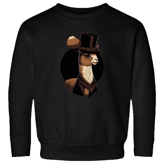 Llama Pet Wearing Fancy Top Hat Sweatshirts