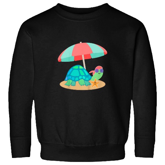 Turtle Pet Kids Vacation Themed Turtle with Starfish Sweatshirts