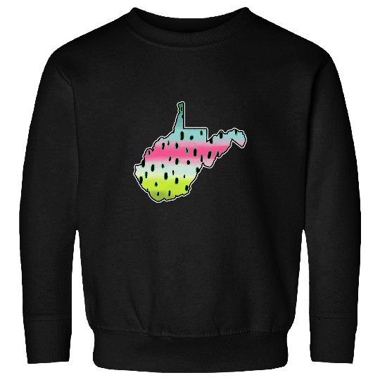 Fishing Fun West Virginia Rainbow Trout Skin Pattern Art Fly Fishing Sweatshirts