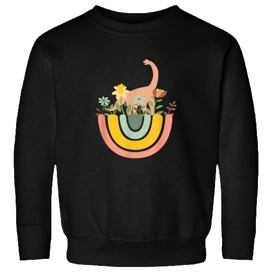 Dinosaur Pet Brontosaurus Dino Rainbow Boho Bohemian Flowers Floral Sweatshirts