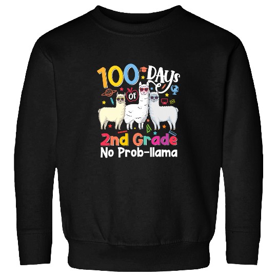 Llama Pet 100 days of 2nd grade No Probllama Llama 100 Days of School 55 Sweatshirts