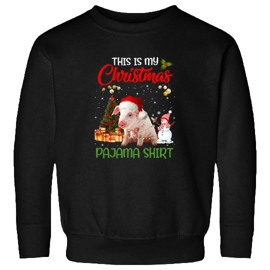 Pig Pet This Is My Christmas Pajama Funny Pig Cute Lights Tree Xmas Sweatshirts