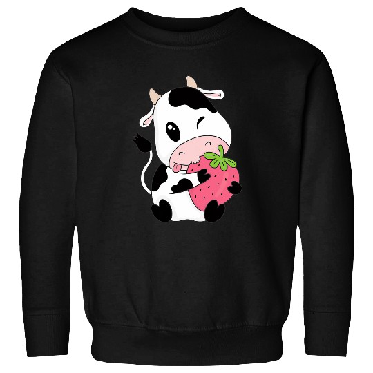 Cow Pet Cute Strawberry Cow Print Kawaii Aesthetic Animal Sweatshirts