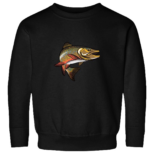 Fishing Fun Speckled Brook Trout Fishing Drawing Illustration Graphic Sweatshirts