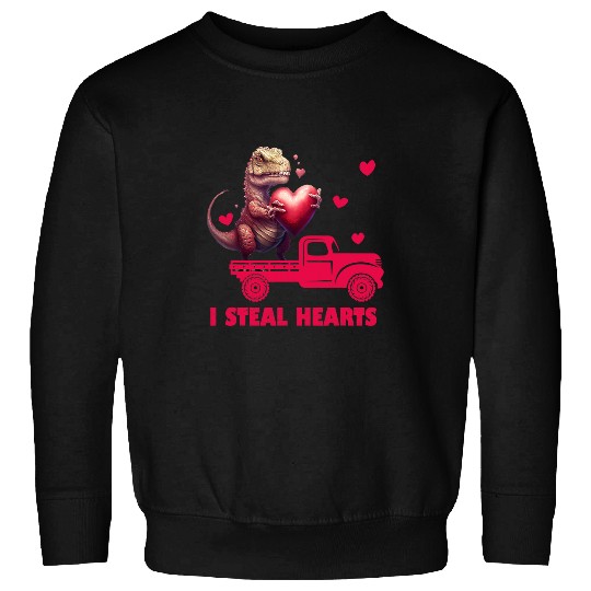 Dinosaur Pet Valentines Day TRex Dino I Steal Hearts Men Women Kids Sweatshirts